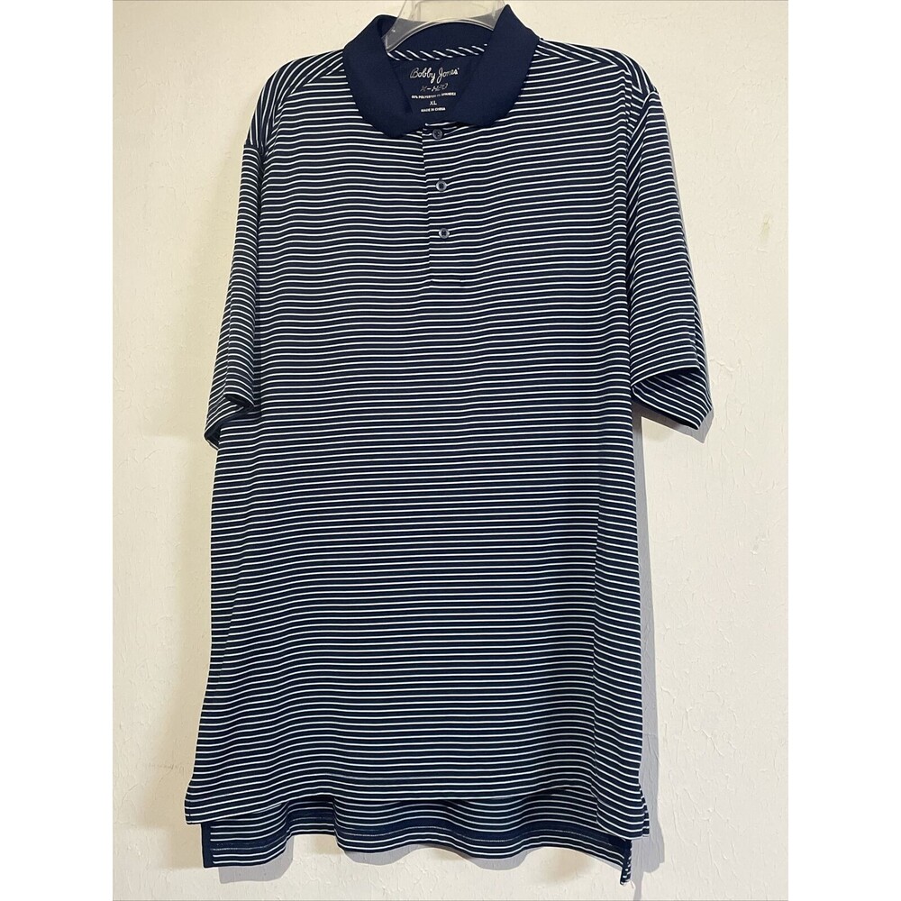 Bobby Jones Golf Polo Men's XL Blue Striped X-H20 Short Sleeve